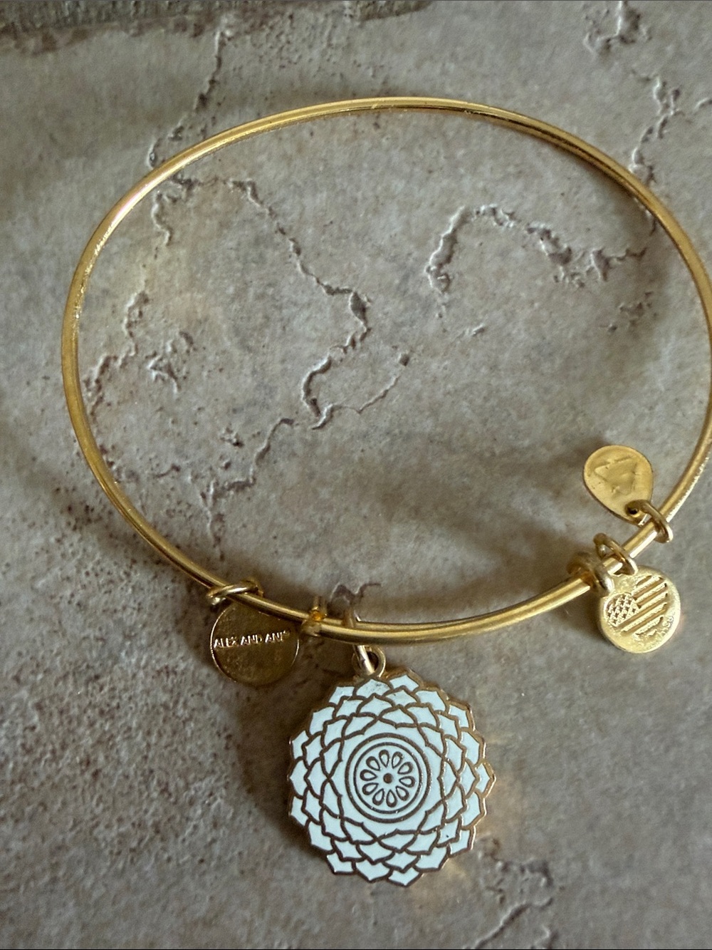 Alex and Ani Gold and White Chakra Charm Bangle Bracelet
